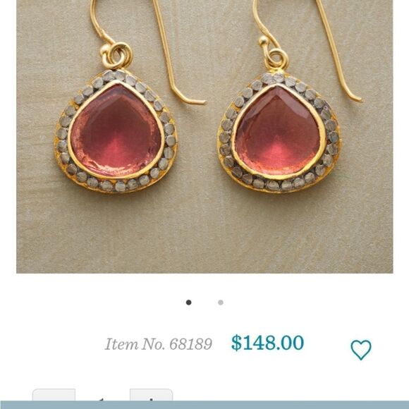 Sterling Silver Pierced Earrings Pink Quartz Stone Marked 925 22 Karat… - Picture 6 of 9